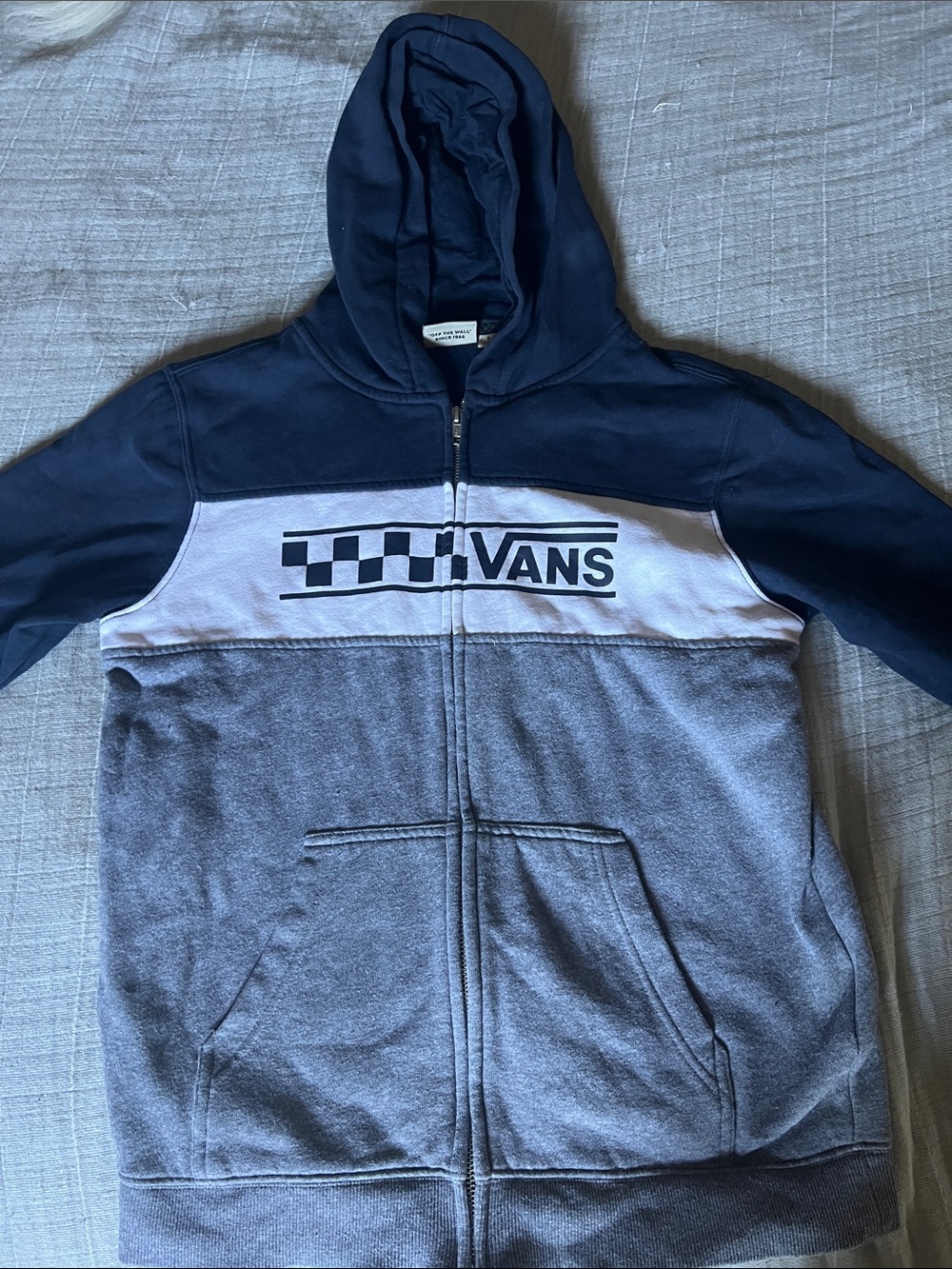 Vans Kids Navy White Gray Colorblock Zip Hoodie